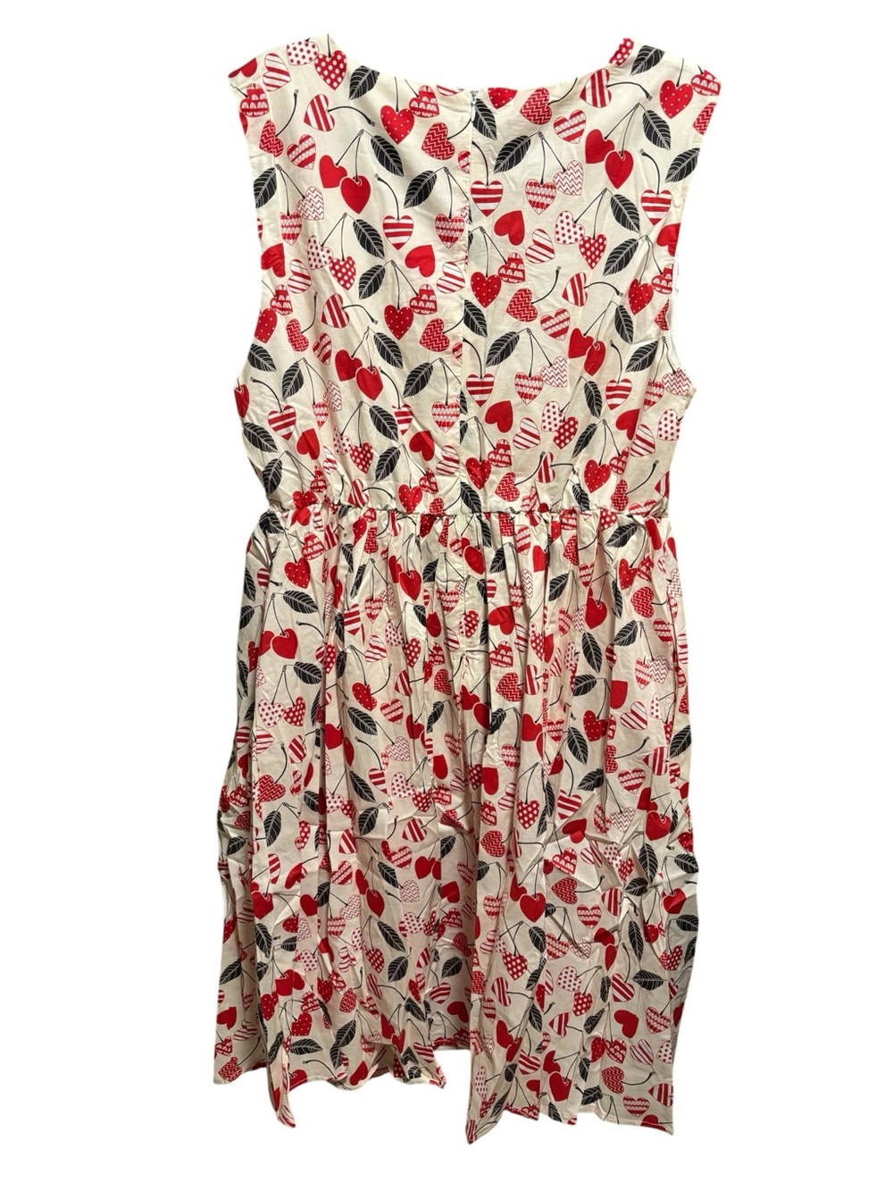 NWT Tulip B Vintage Inspired Heart Cherry Midi Dress Cream Red 100% Cotton - Picture 6 of 12